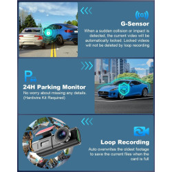 Dash Cam Auto, 4K Dashcam con 64G Scheda, Dashcam Auto con WiFi & App