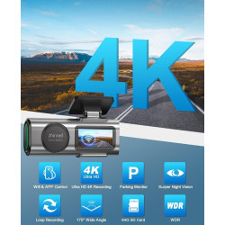 Dash Cam Auto, 4K Dashcam con 64G Scheda, Dashcam Auto con WiFi & App